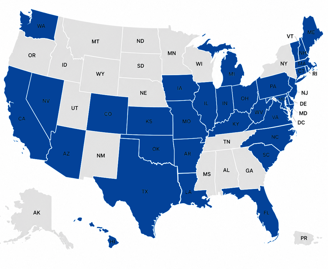 Eagle Mountain Solar service area map covering 29 states
